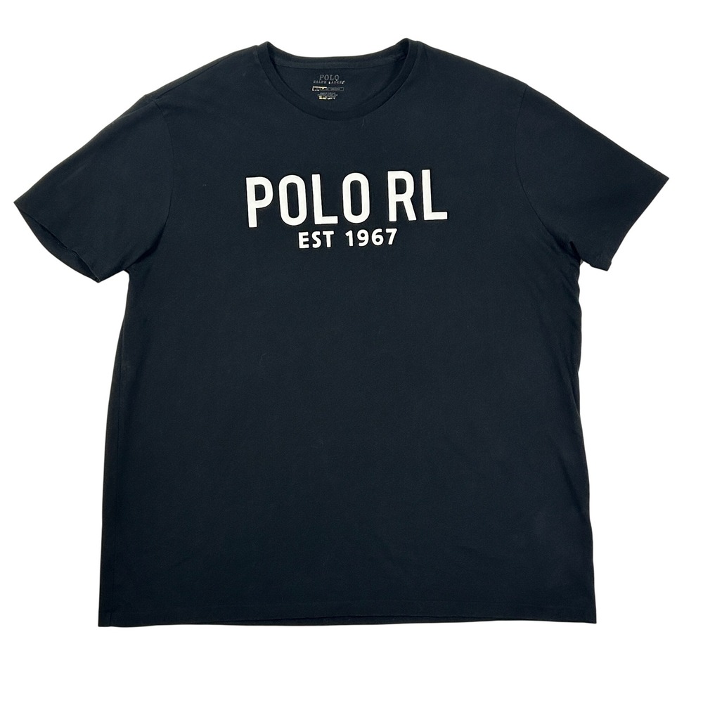 Polo Ralph Lauren T-Shirt Mens XL Black POLO RL EST 1967 Spellout Logo Tee